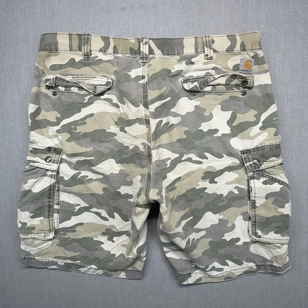 Carhartt Cargo Shorts Mens 40 Camo Grey White Relaxed Fit Cotton 100279